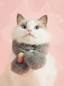 ABLAZE ZAI 1入組灰色布質寵物保暖圍巾,適用於貓狗裝扮 - 灰色 - 查看 6