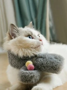 ABLAZE ZAI 1入組灰色布質寵物保暖圍巾,適用於貓狗裝扮 - 灰色 - 查看 5