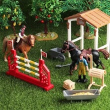 Simulation Farm Ranch Toy Stable Doll Toy Riding Club Rider Stable Fence Riding Doll Party Gifts To Friends Christmas Thanksgiving Spring Festival Gifts To People - Apricot - View 9