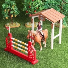 Simulation Farm Ranch Toy Stable Doll Toy Riding Club Rider Stable Fence Riding Doll Party Gifts To Friends Christmas Thanksgiving Spring Festival Gifts To People - Apricot - View 8