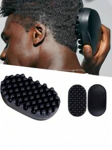 1pc Black Curly Hair Comb Can Be Washed Durable Curly Hair Twist Comb Rubber Curly Hair Brush - Black - View 3