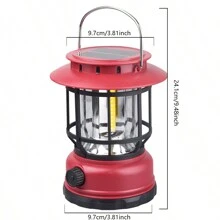 1pc Outdoor Atmosphere Solar-Powered Vintage Portable Camping Lantern For Outdoor, Lighting, Yard, Bedroom Decoration, Outdoor Garden Lighting For Pathway, Yard, Patio - Solar Camping Light - View 8