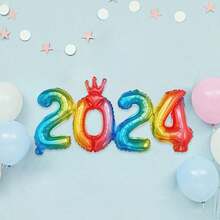 2024Easy Inflate And Deflate Reusable, Premium Foil Mylar Balloons For Birthdays, Anniversaries, And Party Decorations With Crown, Unique Foil Design - Color - View 1