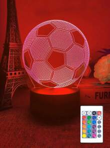 1pc Football 3D Illusion Lamp Night Light With Remote Control, 16 Colors Touch Sensor Remote Control Bedside Lamp, Football/Headphone Decor Lamp - Multicolor - View 4