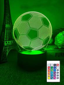 1pc Football 3D Illusion Lamp Night Light With Remote Control, 16 Colors Touch Sensor Remote Control Bedside Lamp, Football/Headphone Decor Lamp - Multicolor - View 5