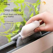 1pc Detachable Two-In-One Window & Door Track Brush Cleaning Tool For Glass Window Sill, Blind Spot, And Cracks - White - View 2