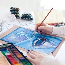 6PCS Kolinsky Sable Brushes Watercolor Paint Brushes Golden Maple Round Paint Brush For Artists,Adults - Red - View 7