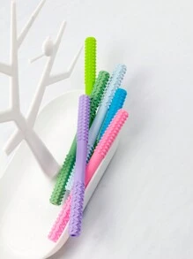 2pcs Pink And Purple Baby Teething Toys, Silicone Teether For Infant
