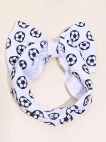 1個足球圖案蝴蝶結寶寶髮箍,大蝴蝶結頭帶,柔軟的精品運動風格彈性頭帶,兒童嬰兒髮飾。 - 彩色 - 查看 6