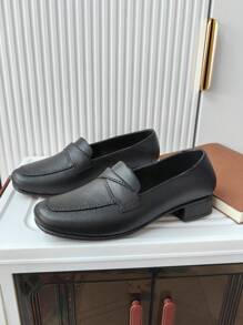 Women's Chunky Heel Sandals, Solid Color Flat Casual Fashionable Slip-On Low Heel Shoes For Summer - Black - View 5