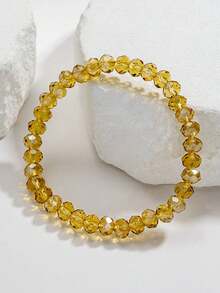 1條典雅簡約的層疊風彈性手鍊,配有水晶珠,男女適用,可選顏色,是一份完美的禮物 - 黃色 - 查看 10