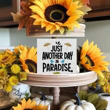 1件海灘度假木製牌子桌上裝飾,天堂木製方塊牌子裝飾,適用於家居小木屋海灘屋架子牆 - 彩色 - 查看 2