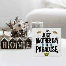 1件海灘度假木製牌子桌上裝飾,天堂木製方塊牌子裝飾,適用於家居小木屋海灘屋架子牆 - 彩色 - 查看 4