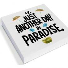 1件海灘度假木製牌子桌上裝飾,天堂木製方塊牌子裝飾,適用於家居小木屋海灘屋架子牆 - 彩色 - 查看 3