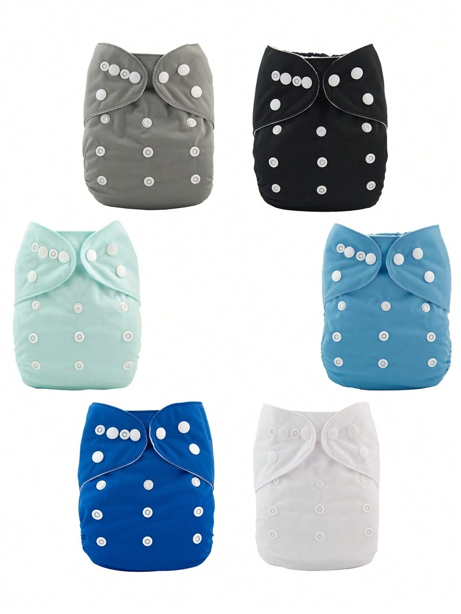 6pcs Solid Color Baby Cloth Diapers Baby Boy Nappies - Multicolor - View 1