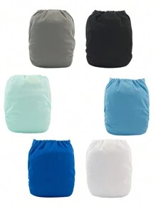 6pcs Solid Color Baby Cloth Diapers Baby Boy Nappies - Multicolor - View 2