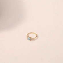 1 件鼻箍環鑲嵌閃亮藍色鼻環女式男式 - 金色 - 查看 2