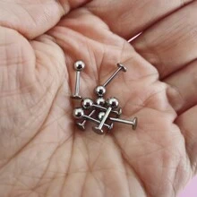 45pcs Stainless Steel Piercing Jewelry Set, Including Tongue Piercing, Eyebrow Piercing, Nose Ring, Lip Piercing