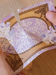 MOCARD 1本100張花和復古質感手帳材料紙,diy用品,適用於剪貼簿、計劃和創意學校文具 - 橘色 - 查看 7