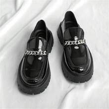 男士正装鞋，英伦风时尚休闲商务皮鞋，光面厚底时尚设计师运动鞋 - 黑色 - 查看 2