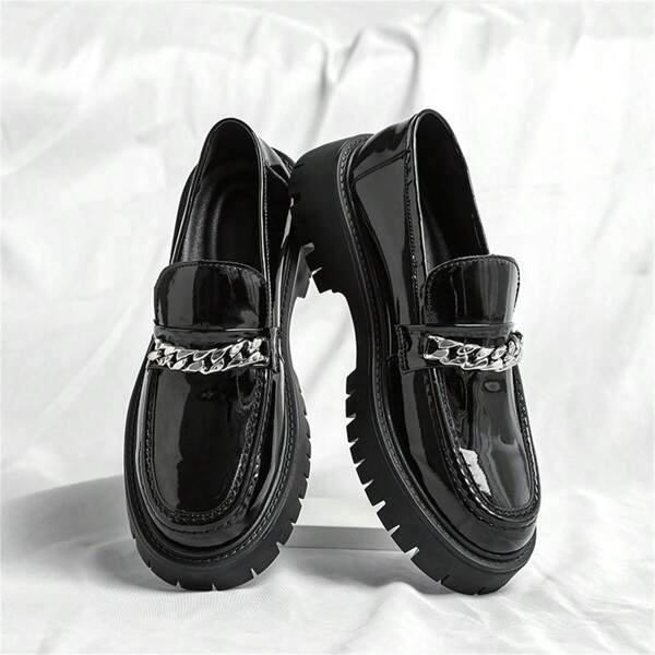 Zapatos formales para hombres, zapatos de estilo casual y de negocios a la moda de estilo británico, zapatillas de diseñador con suela gruesa y brillante