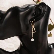 1 對經典葫蘆形耳環,鍍金銅,女士配飾,適合約會和派對,禮物 - 彩色 - 查看 9