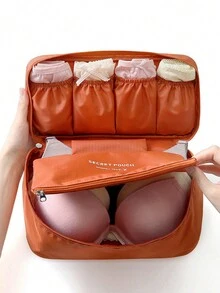 1個便攜式多功能旅行內衣褲收納袋化妝包,適用於商務旅行 - 橘色 - 查看 1