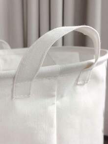 1入環保布料可摺疊圓形洗衣籃,適用於寵物玩具和衣服的收納 - 白色 - 查看 5