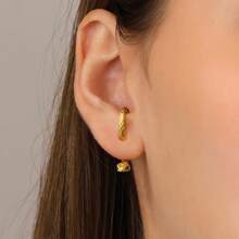 创意蛇形设计圈形耳环珠宝镶嵌朋克性感风格蛇形闪闪发光镶嵌圈形耳环性感嘻哈独特个性化风格耳环 - 金色 - 查看 9