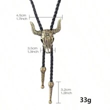 Native American Bolo Tie Rodeo Cowboy Leather Necktie Western Necklace Costume Accessories For Men - Bronze - View 9