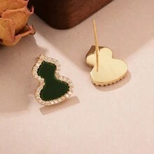 1 對經典葫蘆形耳環,鍍金銅,女士配飾,適合約會和派對,禮物 - 彩色 - 查看 3