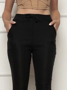 Women Pants - 黑色 - 查看 5