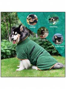 Pet Bathrobe, Ultra Absorbent Pet Towel For Small And Medium Dogs, Quick Drying Cat Bath Towel With Microfiber Material. - Green - View 7