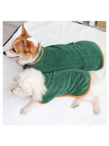 Pet Bathrobe, Ultra Absorbent Pet Towel For Small And Medium Dogs, Quick Drying Cat Bath Towel With Microfiber Material. - Green - View 4