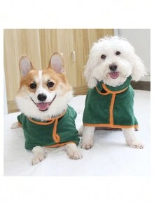 Pet Bathrobe, Ultra Absorbent Pet Towel For Small And Medium Dogs, Quick Drying Cat Bath Towel With Microfiber Material. - Green - View 5