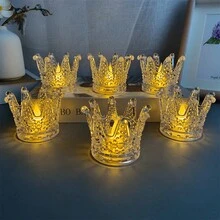 透明蠟燭皇冠電子蠟燭led燈發光皇冠飾品回校用品禮品 - 白色 - 查看 3