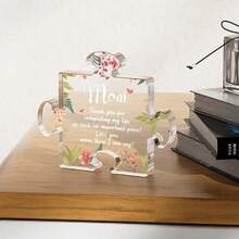 1入組亞克力透明拼圖感恩標誌,有意義的桌上飾品,母親節禮物、孝親之心的禮物