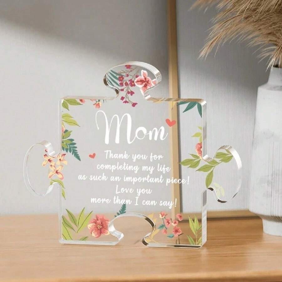 1入組亞克力透明拼圖感恩標誌,有意義的桌上飾品,母親節禮物、孝親之心的禮物