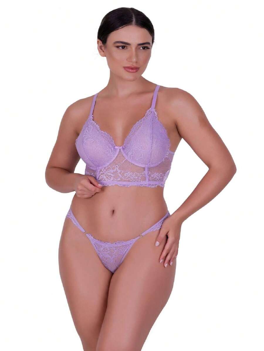 Women Bra & Panty Sets - 紫丁香色 - 查看 1