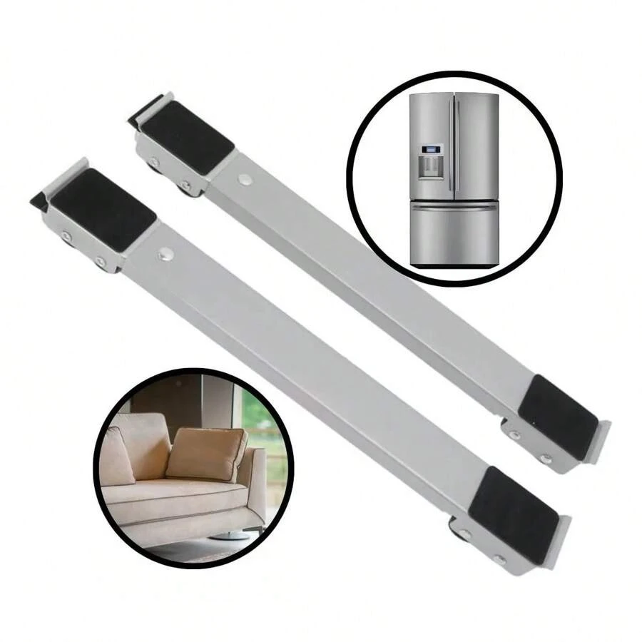 Par Suporte Base Rodinha Carrinho Ajustável Móvel Universal - Prata - Visão 1