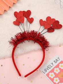 1pc, Heart Headband, Valentine'S Day Headwear, Atmosphere Dress Up Headwear, Photo Booth Props, Holiday Ornament, Creative Small Gifts, Party Accessories, Party Decor Supplies - Red - View 5