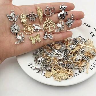 50Pcs/Lot Mixed Vintage Metal Animal Birds Charms Beads DIY Bracelet Pendant Neacklace Accessories For Jewelry Making Findings