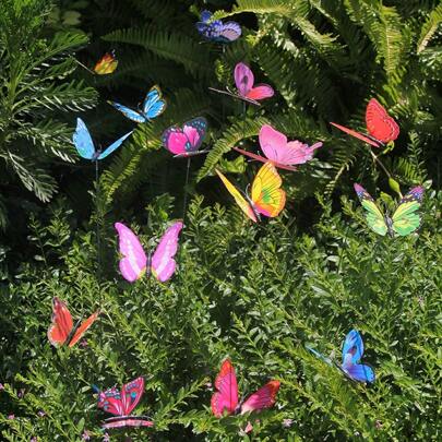 Random Color 3d Pvc Simulation Butterfly Decor, Outdoor Garden Decoration, Creative Gardening Layout, With Stick, For Vase & Home & Amusement Park & Park & Shopping Mall Decoration