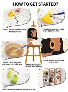 6入diy數字繪畫套裝,適用於成人初學者,無框（8x12英寸/20x30cm）,是生日、母親節、父親節、聖誕節等的理想禮物選擇,適用於家庭聚會、減壓和提高動手能力 - 杏色 - 查看 8