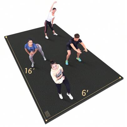 GXMMAT Extra Large Exercise Mat 16'X6'X7mm, Ultra Durable Workout Mats For Home Gym Flooring, Shoe-Friendly Non-Slip Cardio Mat For MMA, Plyo, Jump, All-Purpose Fitness