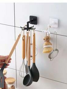 6 Hooks Upgraded 360 Degree Rotating Multi-Functional Sticky Hook For Kitchen Organization - Multicolor - View 9
