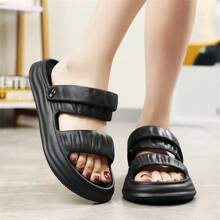 厚底女夏季半拖鞋舒適居家戶外海邊沙灘涼鞋 - 黑色 - 查看 1