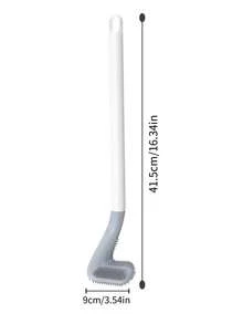 1pc White Golf Ball Shaped Toilet Brush With Soft Bristles And Long Handle For Deep Cleaning - White - View 2