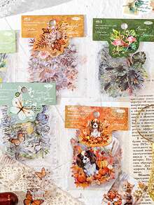 CANDY POETRY 30入組復古風格植物和花卉拼貼貼紙套裝,用於diy相簿、筆記本、電腦和手機裝飾與創意規劃 - 綠色 - 查看 8