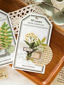 CANDY POETRY 30入組復古風格植物和花卉拼貼貼紙套裝,用於diy相簿、筆記本、電腦和手機裝飾與創意規劃 - 綠色 - 查看 6